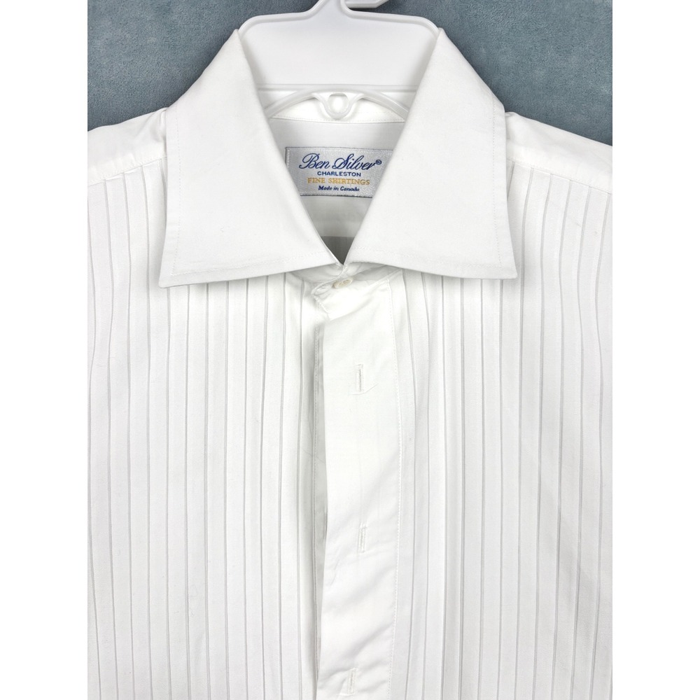 Ben Silver Charleston Tuxedo Shirt White Pleated Bib French Cuff 16.5-33 Canada